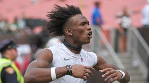 Jets' WR Garrett Wilson following a 31-30 road win over the Browns